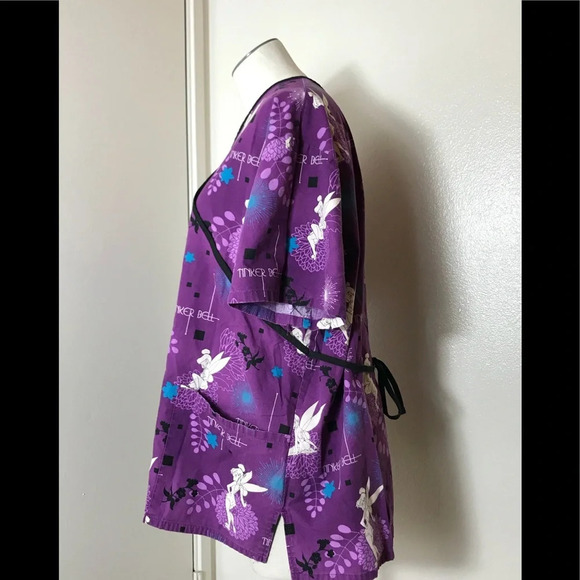 Disney Tinker Bell Purple Scrub Top - Picture 3 of 6